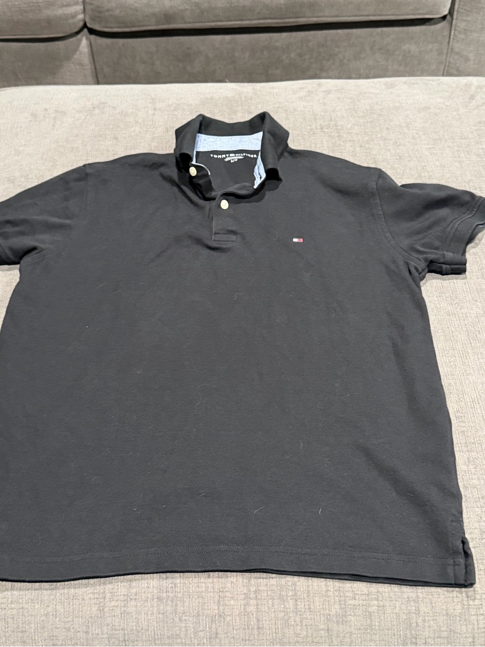 Tommy Hilfiger Black Polo with Small Flag Logo